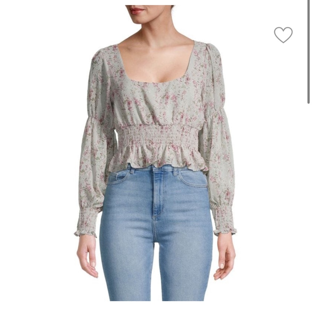 LUSH Smocked-Waist Floral Top